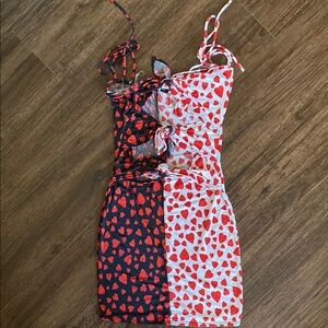 Heart Patterned Dress with Spaghetti Straps